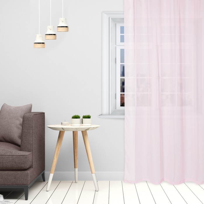 Тюль Этель 140×250 см, цвет розовый, вуаль, 100% п/э