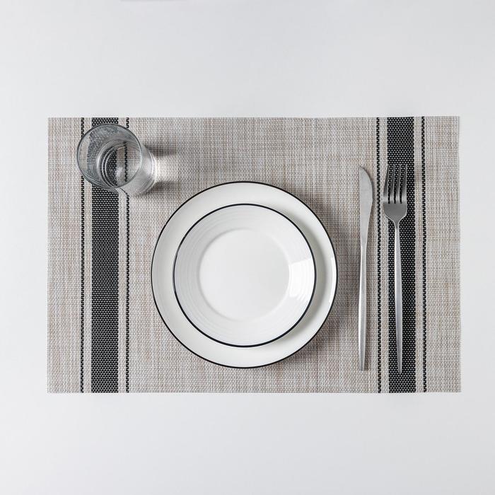 Салфетка кухонная «Две полосы», 45×30 см, цвет серый