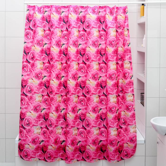 Штора для ванной комнаты «Розы», 180×180 см, полиэстер